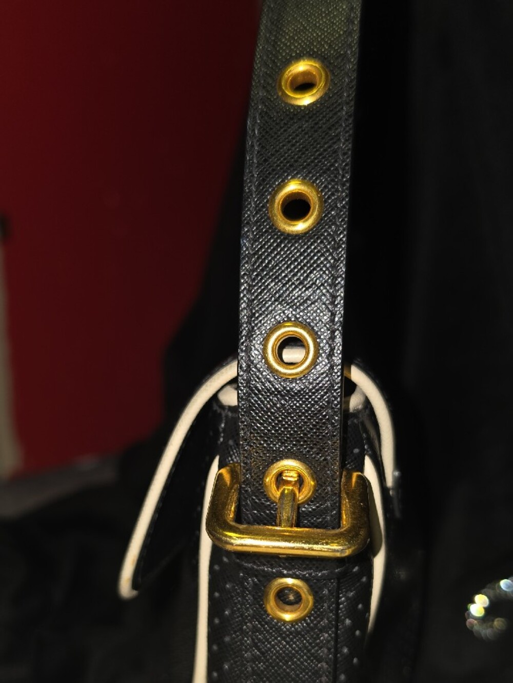 Prada Black Shoulder Bag with KEY. Cream Trim - Picture 6 of 10